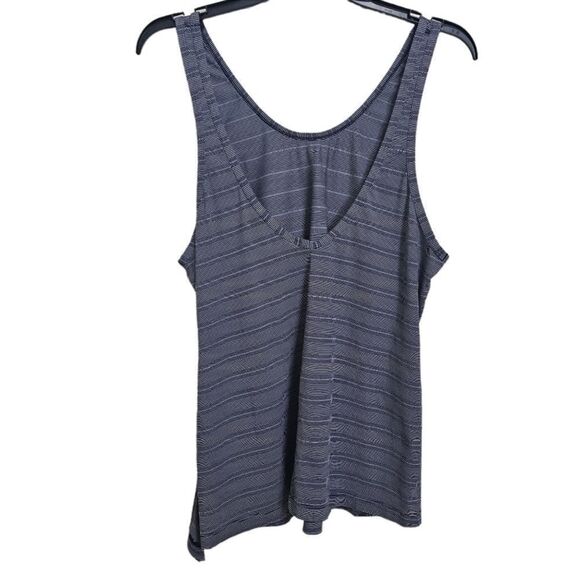 Athleta Tank Blue White Stripe Max Out Asymmetrical Side Slit 591302 S - Picture 3 of 6